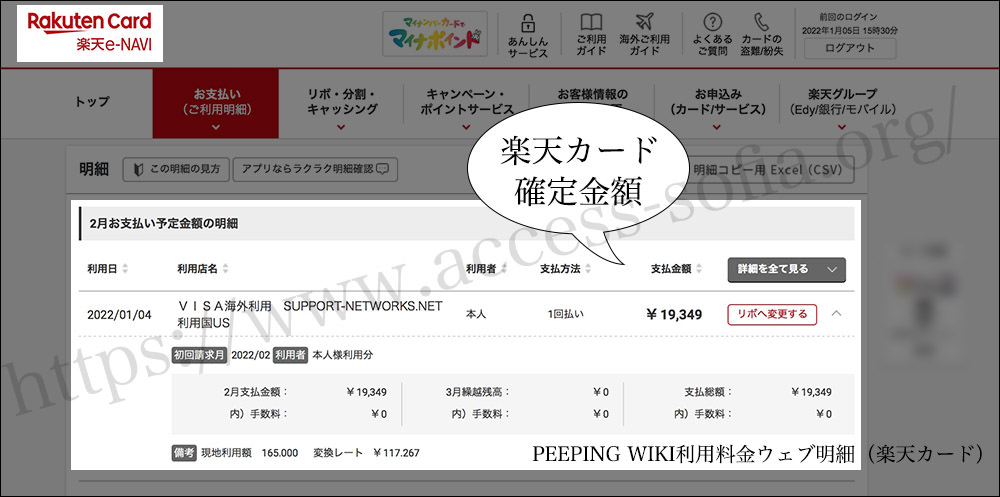 PEEPING WIKIの安全性を楽天VISAカードで検証