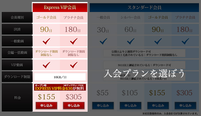 PEEPING WIKIで入会するプランを決める。