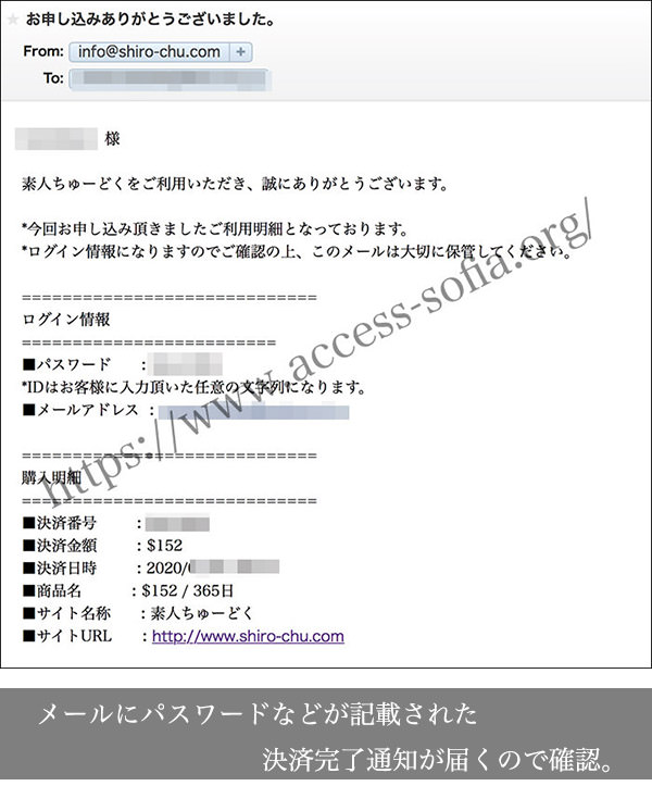 素人ちゅーどくの入会完了メールの通知